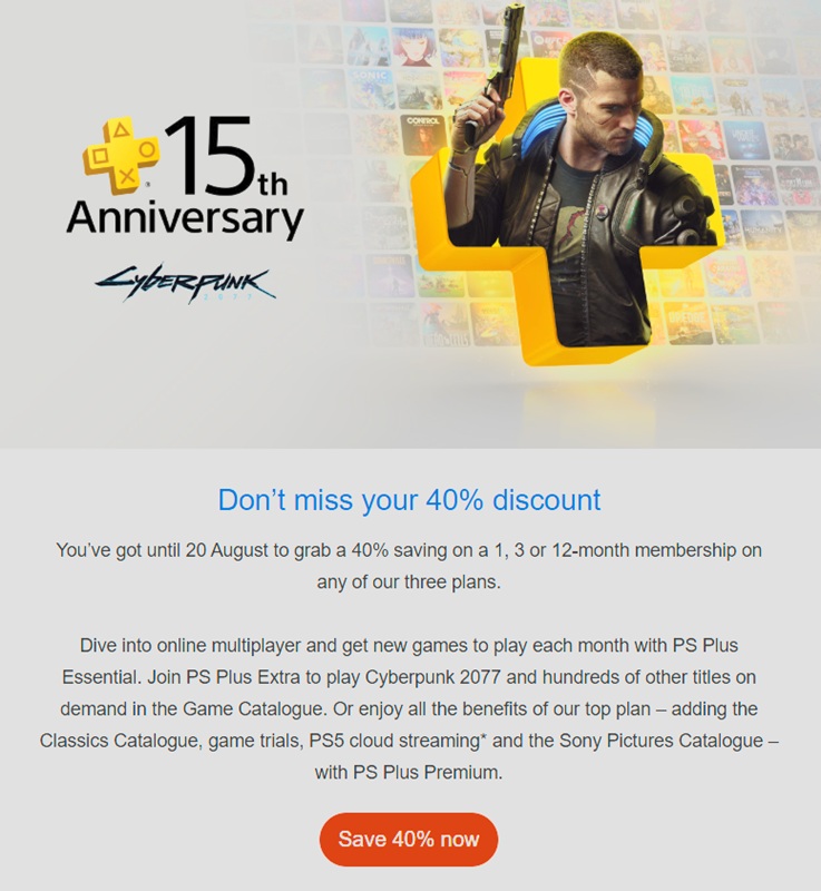 40% di sconto sull'abbonamento a PlayStation Plus