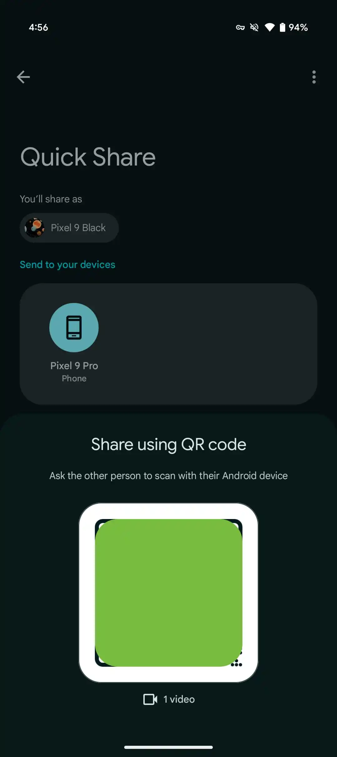 Codice QR per la condivisione di file in Quick Share Codice QR per la condivisione di file in Quick Share