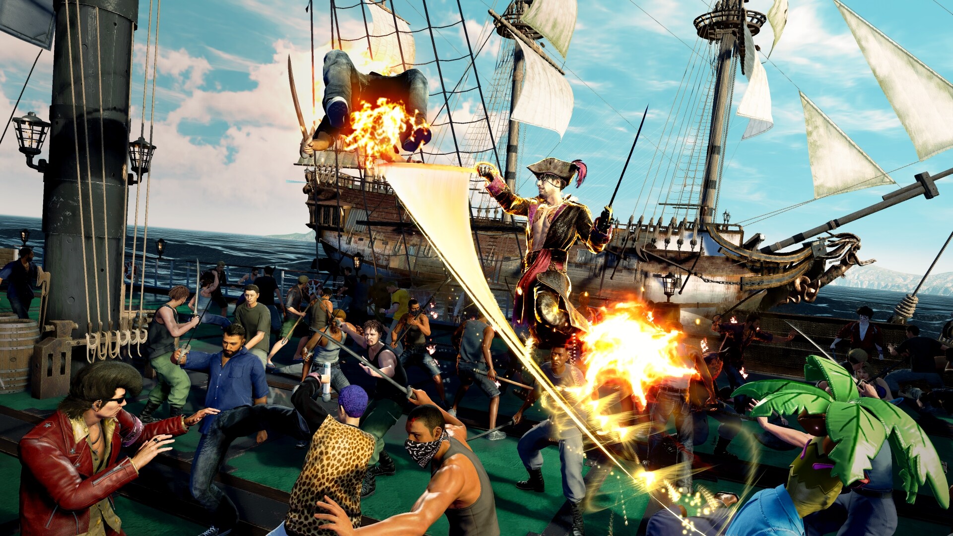 La scena di esplorazione dell'isola nel gioco Like a Dragon: Yakuza pirata alle Hawaii La scena di esplorazione dell'isola nel gioco Like a Dragon: Yakuza pirata alle Hawaii
