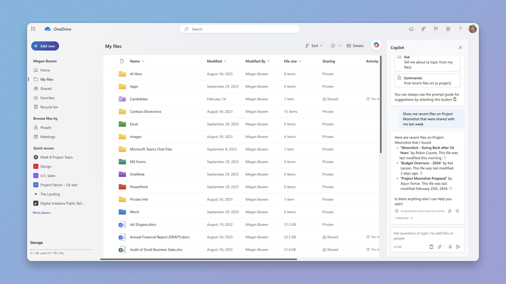 Microsoft ha annunciato l'introduzione di Copilot nello spazio di archiviazione cloud OneDrive Microsoft ha annunciato l'introduzione di Copilot nello spazio di archiviazione cloud OneDrive
