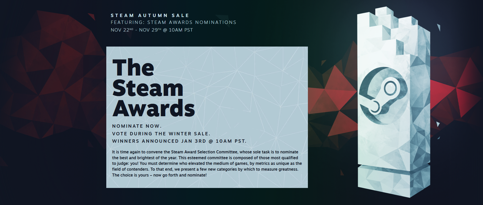 Steam continua i saldi autunnali fino al 29 novembre, così come le votazioni per gli Steam Awards, che hanno 11 nomination.-2 Steam continua i saldi autunnali fino al 29 novembre, così come le votazioni per gli Steam Awards, che hanno 11 nomination.-2
