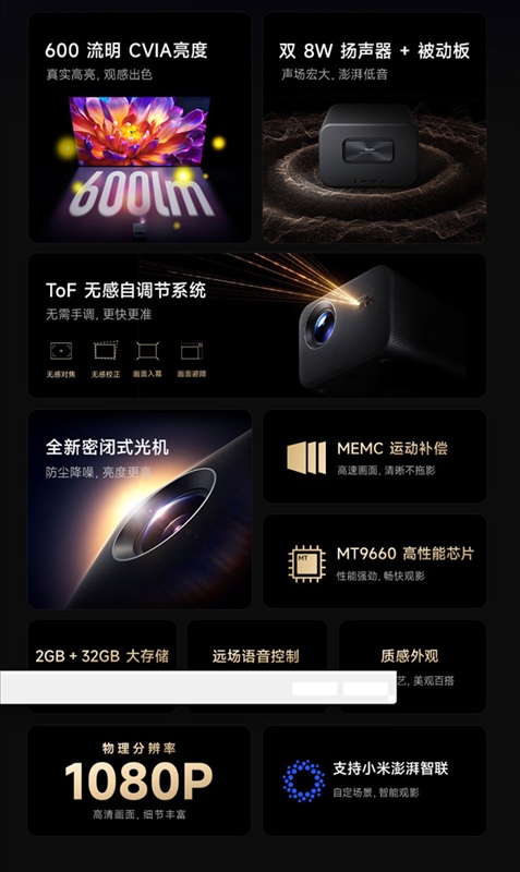Corpo compatto del proiettore Redmi Projector 4 Pro Corpo compatto del proiettore Redmi Projector 4 Pro