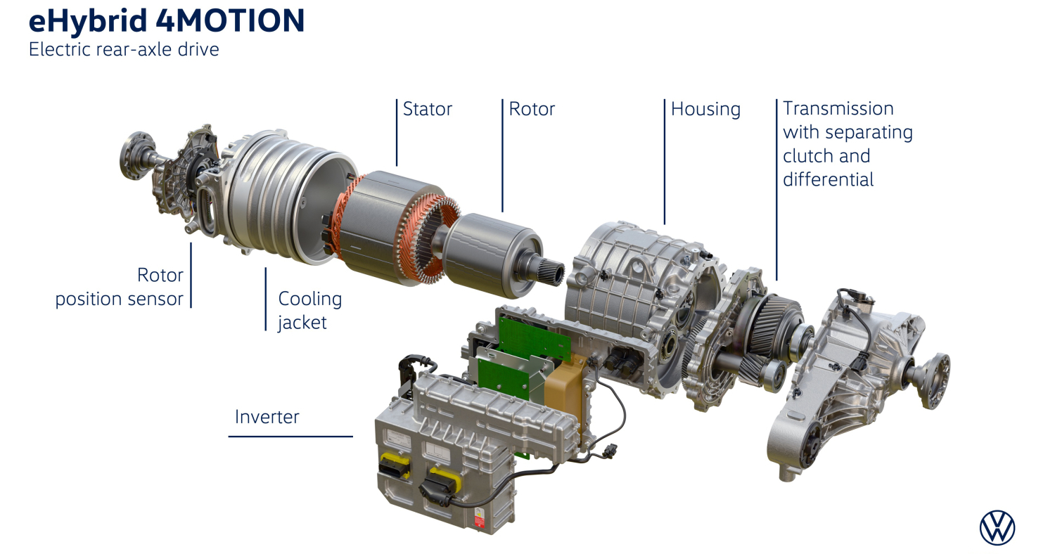 Diagramma schematico del sistema ibrido a trazione integrale per il VW Multivan PHEV