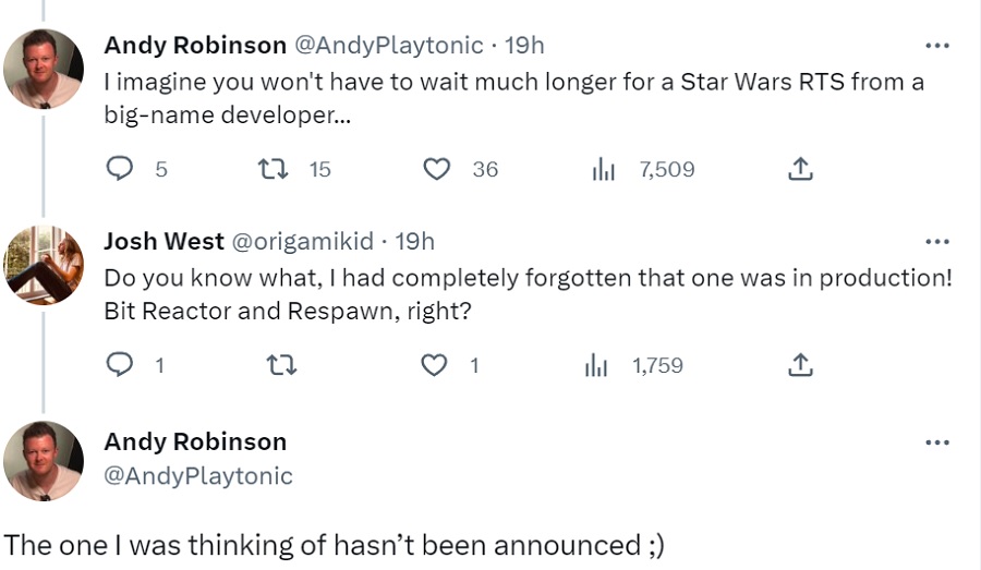 Un autorevole giornalista ha lasciato intendere che è in fase di sviluppo un gioco di strategia in tempo reale basato sull'universo di Star Wars, e non si tratta di un gioco di Respawn Studios.-2 Un autorevole giornalista ha lasciato intendere che è in fase di sviluppo un gioco di strategia in tempo reale basato sull'universo di Star Wars, e non si tratta di un gioco di Respawn Studios.-2