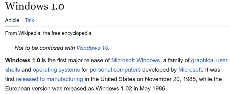 Poster di Windows 1.0 di Microsoft