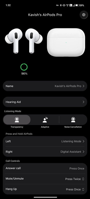 Modalità trasparenza in LibrePods