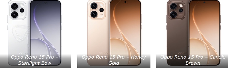 Oppo Reno 15 Pro in vari colori