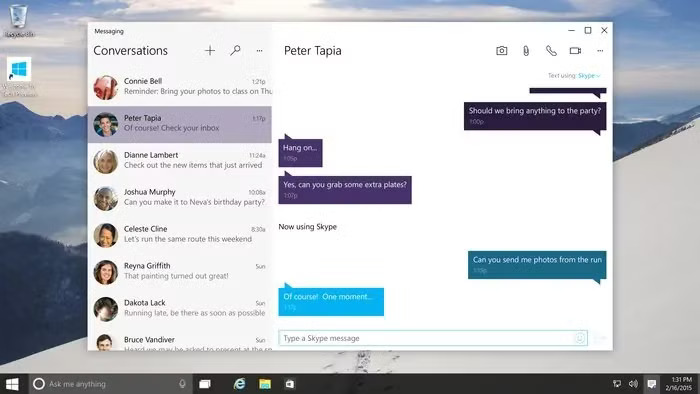 Windows 10 messenger con Skype