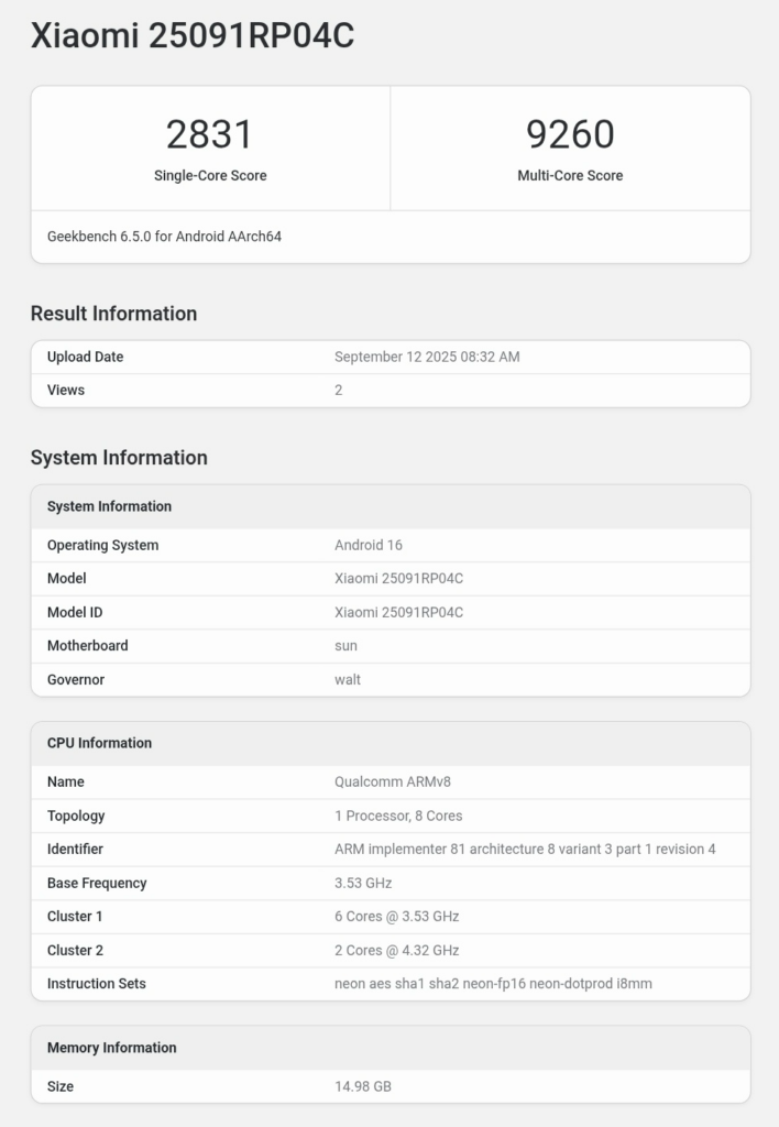 Test delle prestazioni del Xiaomi Pad 8 Pro su Geekbench Test delle prestazioni del Xiaomi Pad 8 Pro su Geekbench