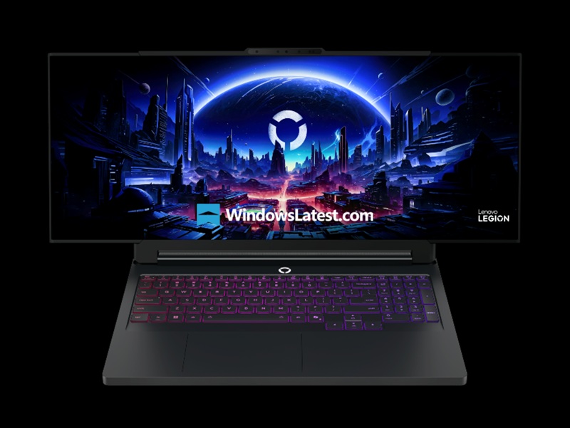 Schermo del laptop Lenovo Legion Pro Rollable in stato espanso