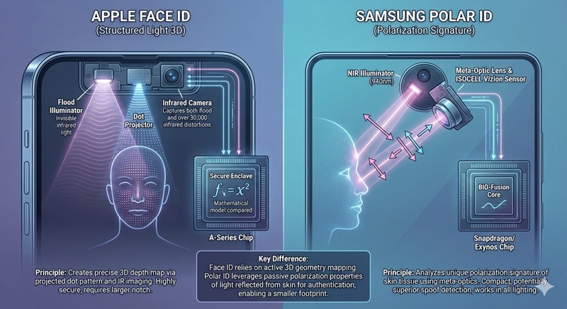 Schema di funzionamento di Polar ID su Samsung Galaxy S27 Ultra