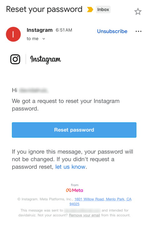 Immagine sul tema della violazione dei dati di Instagram