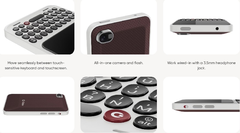 Smartphone Clicks Communicator al lavoro