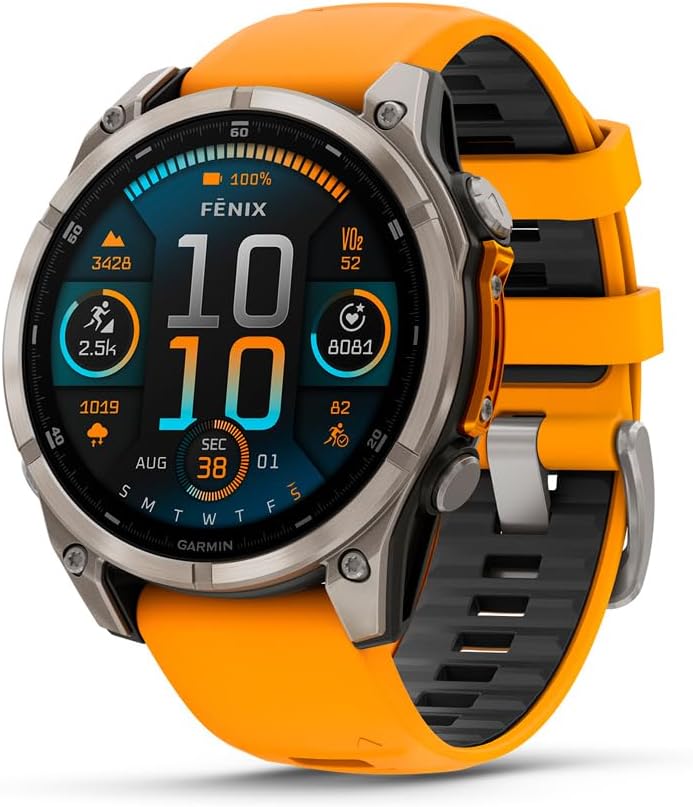 Garmin Fenix 8 con display AMOLED, vista ravvicinata