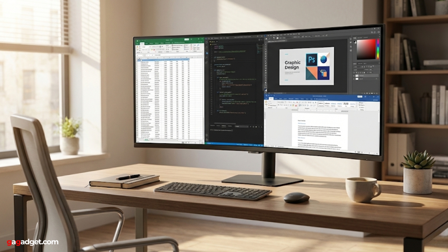 produttività del monitor curvo ultrawide