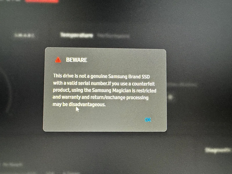 Samsung Magician rileva l'SSD falso