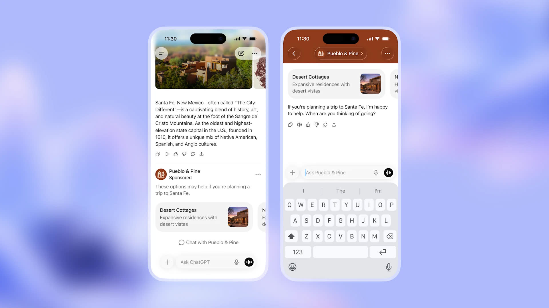 Interfaccia di ChatGPT con un esempio di annunci integrati