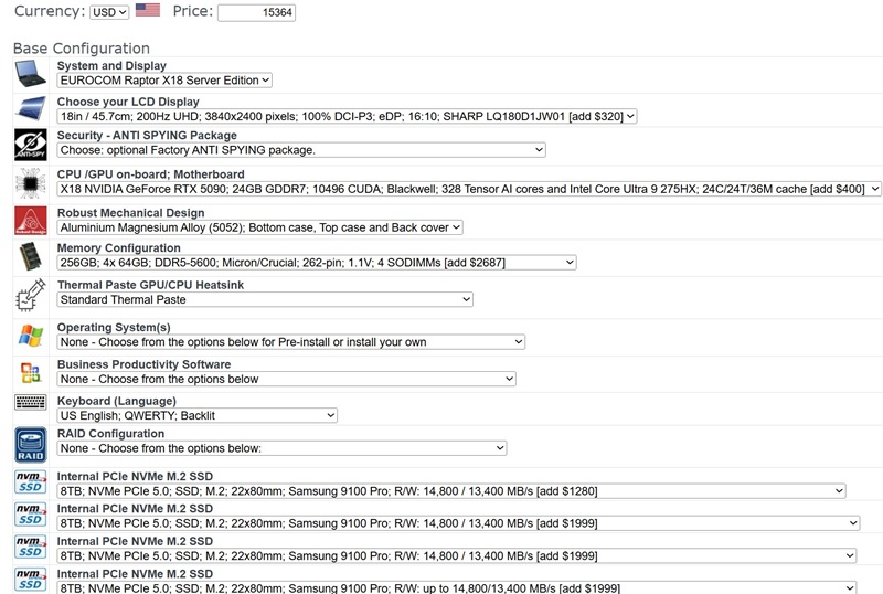 Laptop Eurocom Raptor X18