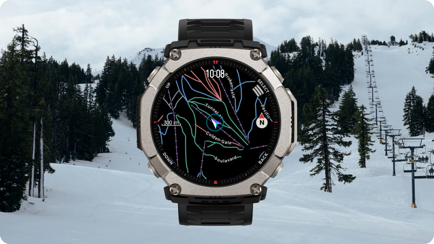 Mappe su Amazfit T-Rex Ultra 2 per sci e montagna