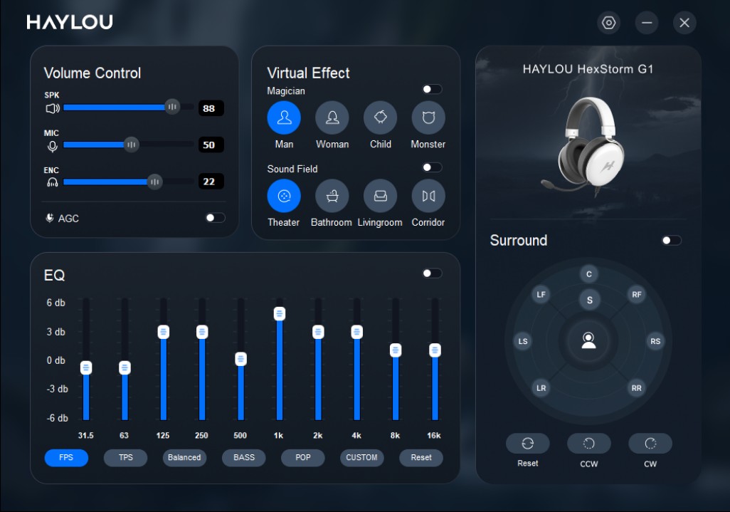 Interfaccia dell'app Haylou