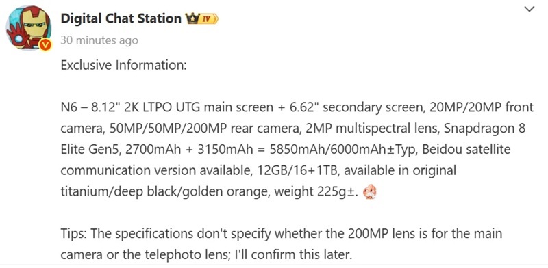 Immagini del design Oppo Find N6