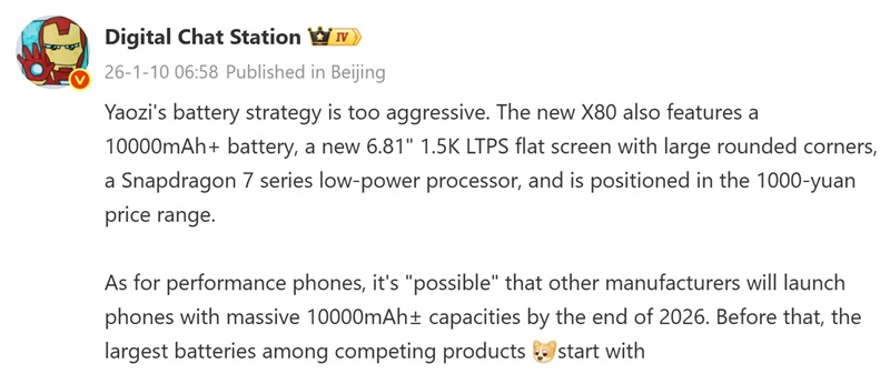 Messaggio tradotto automaticamente da Digital Chat Station. Fonte: Weibo