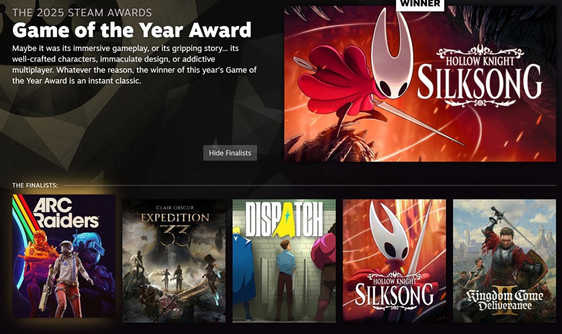 Logo dei Vincitori degli Steam Awards 2025