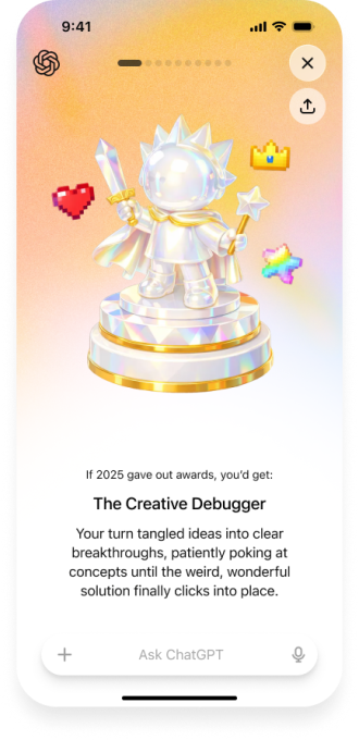 Screenshot della funzione 'Il tuo anno in poesia' in ChatGPT