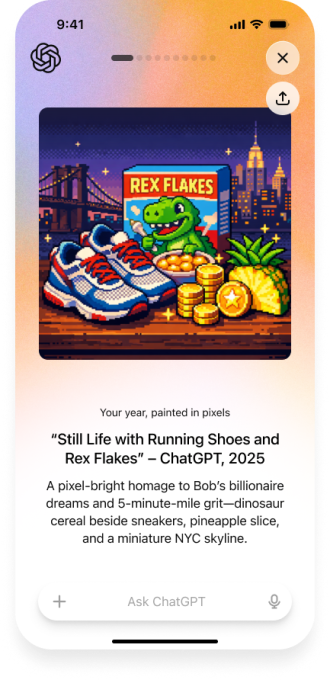 Screenshot della funzione 'Il tuo anno in poesia' in ChatGPT